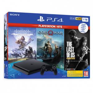 Console Ps4 1TB Slim (Black) & God Of War & Horizon Zero Dawn & The Last Of Us