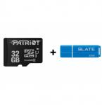 Karte Memorie Patriot LX 32Gb MicroSDHC Clas 10 + USB Patriot Slate 32 Gb Usb 3.1