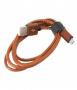 Kabell Platinet Micro USB To USB Leather Cable 1M 2,4A Brown [43293]
