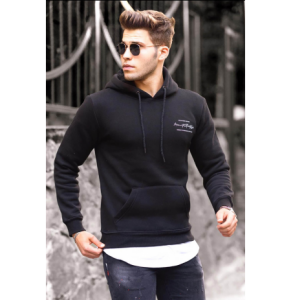 Hoodie per Meshkuj ne Ngjyre te Zeze Madmext 4395