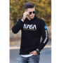 Hoodie per Meshkuj me Shkrimin NASA Ngjyre te Zeze Madmext 4385