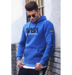 Hoodie per Meshkuj me Shkrimin NASA Ngjyre Blu Madmext 4385