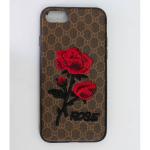 iPhone Kase Plastike Gucci Kafe me Lule per 6/6+/7/7+/X